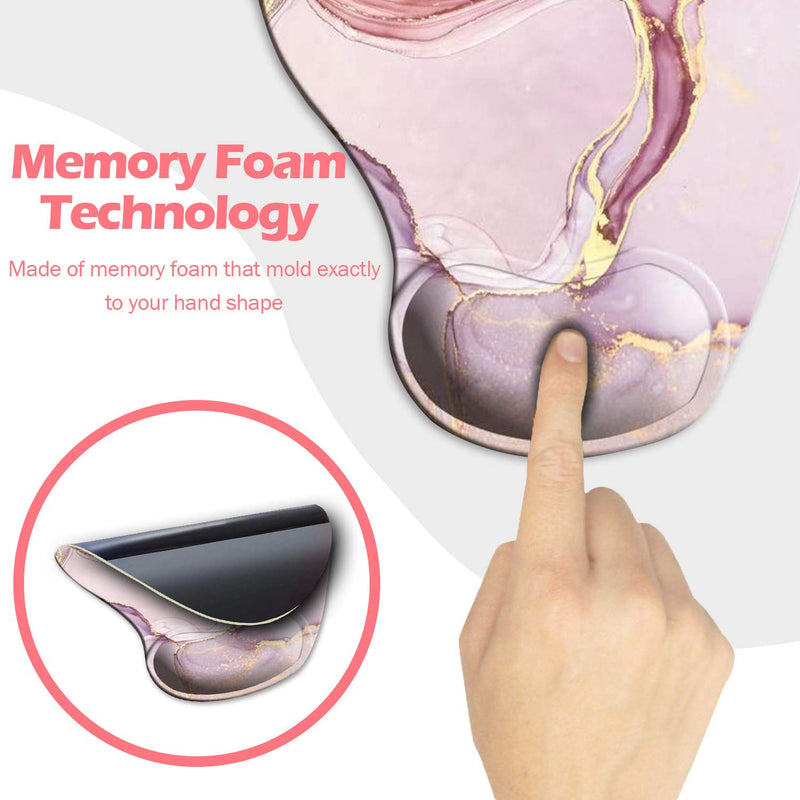 [Australia - AusPower] - Dooke Ergonomic Mouse Pad with Wrist Support, Cute Mouse Pads with Non-Slip PU Base for Home Office Working Studying Easy Typing & Pain Relief Rose Gold Marble ‎Glitter Marble 