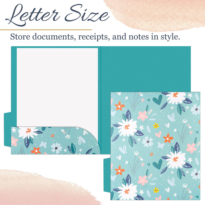 [Australia - AusPower] - Decorative File Folders, 12-Pack Cute Spring Floral File Folders, Letter Size, 6 Designs Spring Florets 