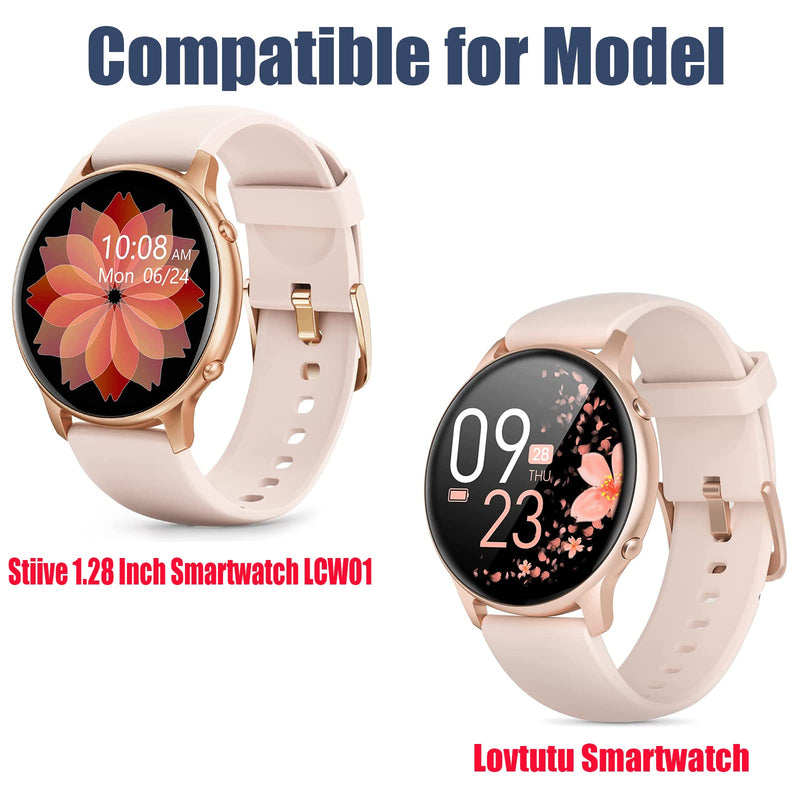 [Australia - AusPower] - Compatible for Stiive Smartwatch LCW01 Band, Lamshaw Slim Vintage Leather Women, Man, Wristband Accessories Compatible with Letsfit EW1/ Stiive LCW01/Lovtutu Smartwatch/Hamile Smartwatch (Pink) Pink 