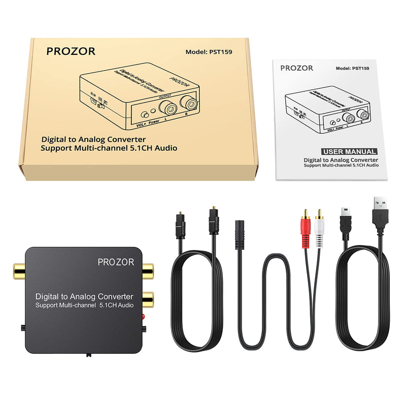 [Australia - AusPower] - PROZOR Digital to Analog Audio Converter Support Dolby/DTS Decoder, Optical Out to RCA DAC Decoder, Optical to 3.5mm Converter, Optical/SPDIF/Toslink/Coaxial/DTS/PCM/5.1CH to 2CH Analog Stereo 