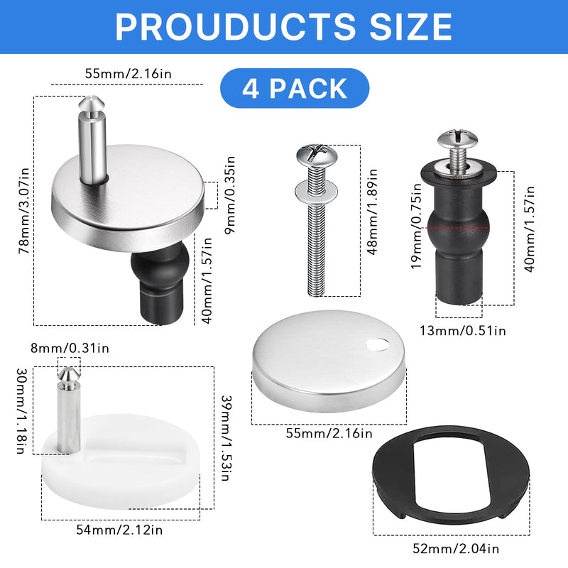 [Australia - AusPower] - Akamino 2 Full Set Toilet Seat Hinge Fixings,Quick Release Top Hinge Fixings Expanding Rubber,Toilet Seat Hinge Replacement Parts with Screws Bolts and Nuts for Home Bathroom 