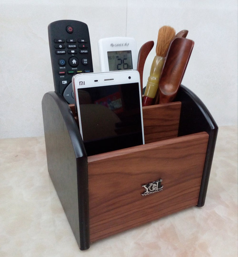 [Australia - AusPower] - Rotating remote control holder, pen holder for desk,Wooden remote storage Organizer,TV remote control caddy@YCL872R Pen container 