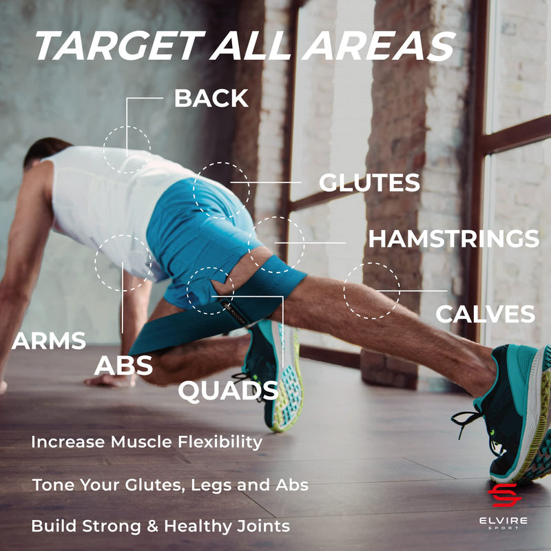 [Australia - AusPower] - ELVIRE Fabric Resistance Bands for Working Out. 2 Styles – Set of 3 Booty Bands for Glutes OR Set of 3 Long Resistance Bands for Full Body Workout | 3 Fitness Loop Bands Levels for Women & Men Blue & Black 