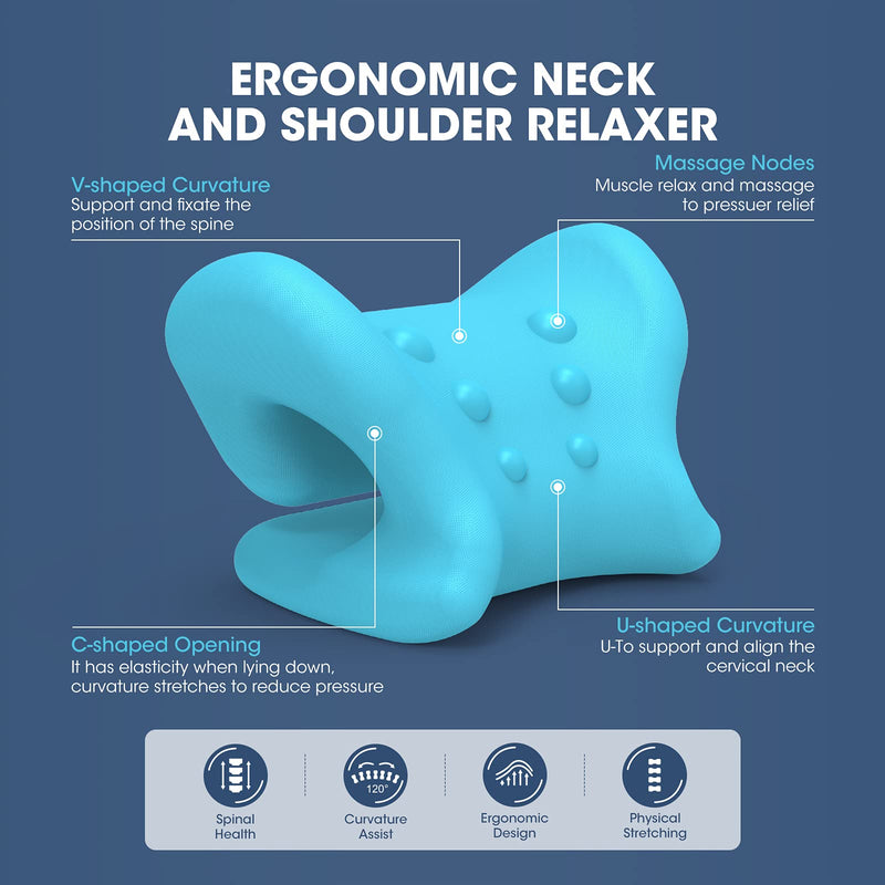 [Australia - AusPower] - ZAMAT Neck and Shoulder Relaxer with Magnetic Therapy Pillowcase, Neck Stretcher Chiropractic Pillows for Pain Relief, Cervical Traction Device for Relieve TMJ Headache Muscle Tension Spine Alignment Grey 
