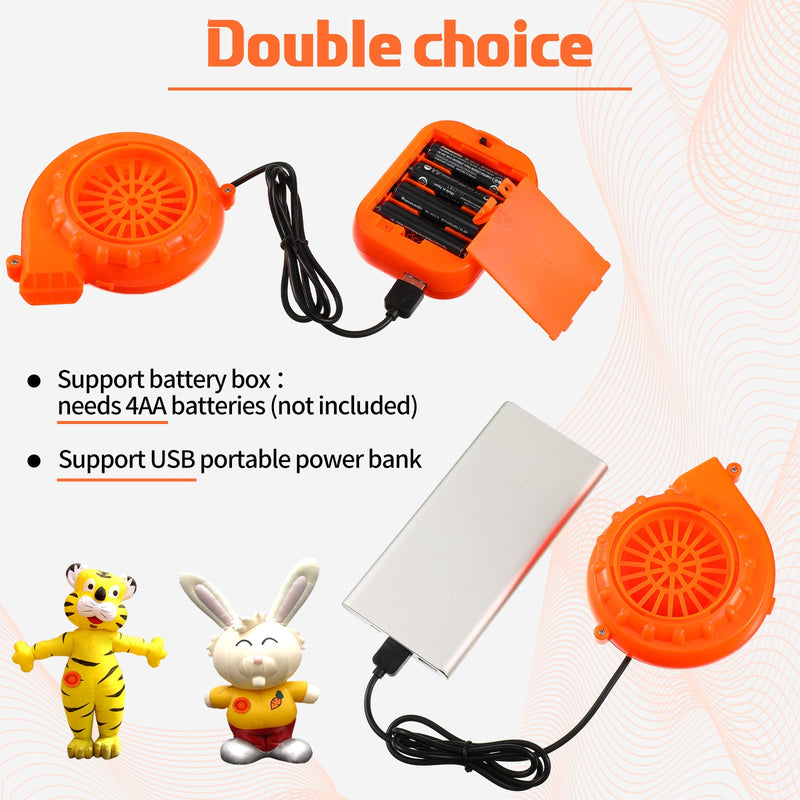 [Australia - AusPower] - Mini Fan Blower 2 Pieces Small Portable USB Inflatable Fan Replacement Orange Green Mini Blower for Halloween Dinosaur Costume Doll Alien Inflatable Game Clothing Suits 