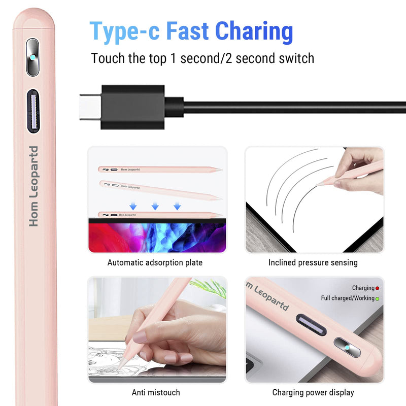 [Australia - AusPower] - Stylus for iPad, with Palm Rejection, Active Touch Screen Pencil Compatible (2018-2021) iPad Pro (11/12.9 Inch), iPad Air 3rd/4th Gen, iPad 6/7/8th Gen, iPad Mini 6th Gen, Used for Writing(Light Pink) Light Pink 
