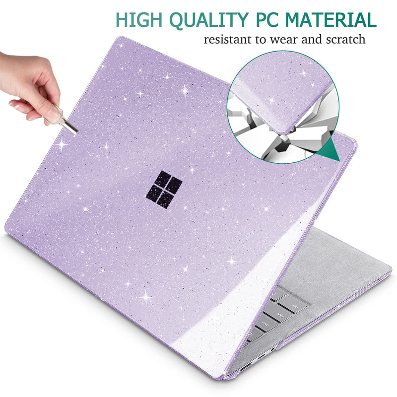 [Australia - AusPower] - Mektron Glitter Case for 13.5" Microsoft Surface Laptop 5/4/3 with Metal Palm Rest 1951/1868,2019/2021/2022 Plastic Hard Shell Cover with Screen Protector + Keyboard Cover + Dust Plug,Sparkle Purple Sparkle Purple 