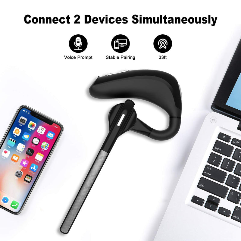 [Australia - AusPower] - Hands-Free Wireless Headset with Mic, XHJBaby Business Bluetooth Earpiece Talking Compatible Cellphones PC Work for Workout/Driving/Office(Sllver) 