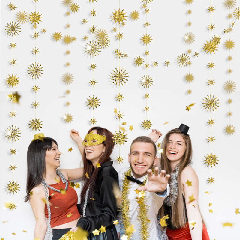 [Australia - AusPower] - pinkblume Gold Star Party Decorations Kit Sparking Twinkle Star Garland Glitter Paper Streamer Banner for Birthday Wedding Bridal Baby Shower Nursery Kids Room Holiday Showcase Decorations Supplies Gold Sparking 