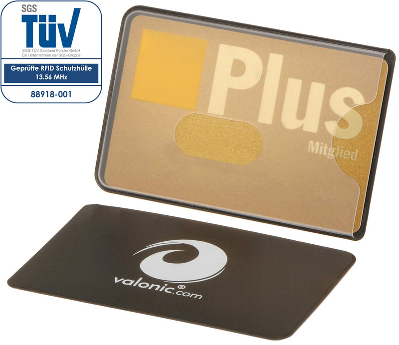 [Australia - AusPower] - valonic RFID Blocking Sleeves - 6-Pack - Sturdy Clear Plastic - Credit Card Protector - Protection for Debit Card, Passport and Metro Card 