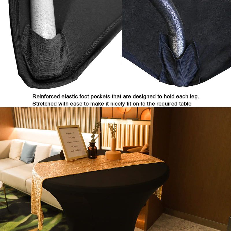 [Australia - AusPower] - SUNTQ 2 Pack 32x43 Cocktail Table Covers, Spandex Stretch Square Corners Black Table Cloth, Fitted Stretch Cocktail Tablecloths for Parties,Birthday,Vendors,Outdoor Events, Banquet,Tradeshows 2 PC| 32"Rx43"H 