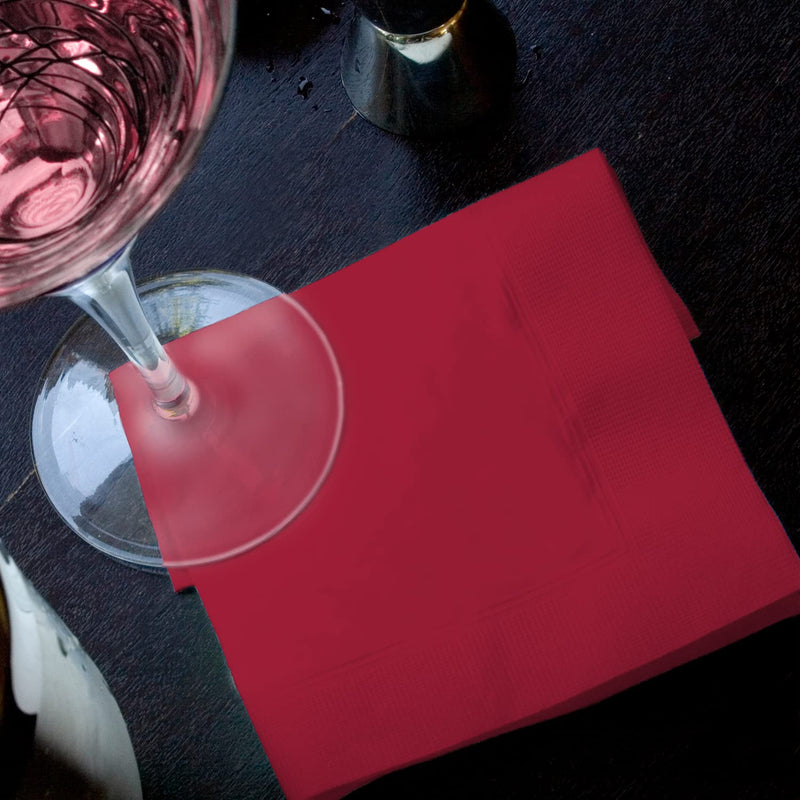 [Australia - AusPower] - Maroon Cocktail Napkins 3-ply 80PCS Burgundy Red Beverage Napkin Disposable Paper Cocktail Napkins Dinner Napkins for Birthday Graduation Party Restaurant Bar Picnic Purplish Red 