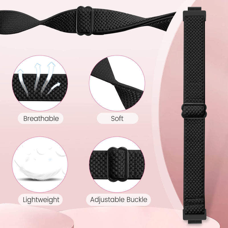[Australia - AusPower] - Enkic Elastic Watch Band Compatible with Fitbit Inspire 2/ Inspire/Inspire HR,Woven Soft Nylon Sport Breathable Wristband Replacement Straps For Women Men-5Pack Black+Beige+Burgundy+Indigo+Gray 