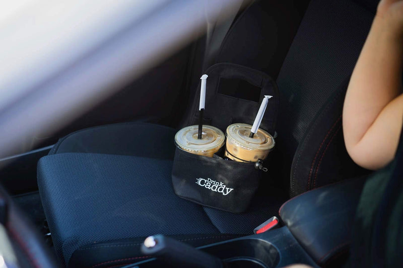 [Australia - AusPower] - Drink Caddy Portable Drink Carrier and Reusable Coffee Cup Holder - 4 Cup Collapsible Tote Bag with Organizer Pockets Safely Secures Hot and Cold Beverages - Perfect for Food Delivery and Take Out 