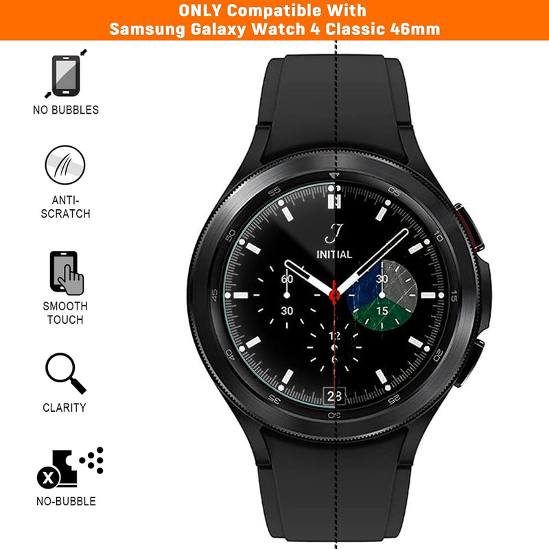 [Australia - AusPower] - SPGUARD Galaxy Watch 4 46mm Screen Protector, 3 Pack Tempered Glass Screen Protector Compatible with ONLY Samsung Galaxy Watch4 Classic 46mm (2021 Released)(NOT for Other Models) 