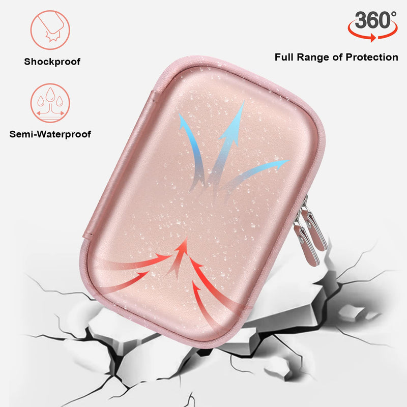 [Australia - AusPower] - Canboc Hard Drive Carrying Case Compatible with Western Digital Elements WD My Passport, Canvio Basics, Seagate Backup Plus Slim 1TB 2TB 3TB 4TB External Hard Drive USB 3.0 Portable HDD, Rose Gold 