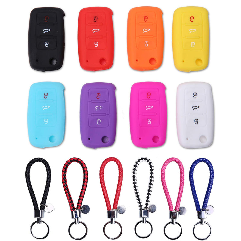 [Australia - AusPower] - Protective Silicone Remote Car Key Case Cover and Key Chain for Volkswagen VW POLO Tiguan Passat B5 B6 B7 Golf EOS Scirocco Jetta MK6 Octavia SKODA SEAT (RED) RED 