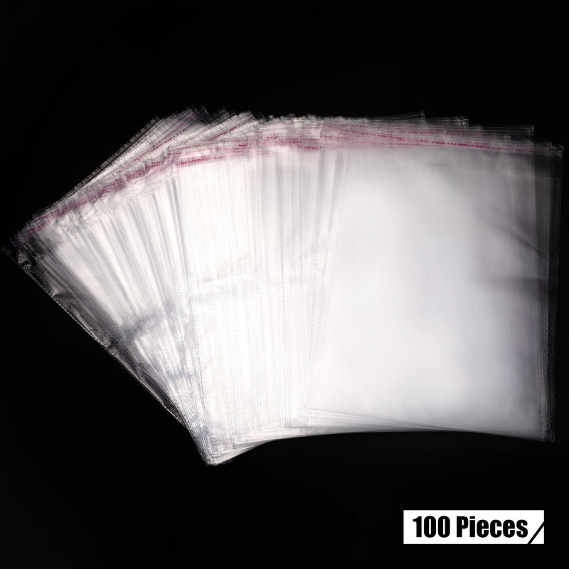 [Australia - AusPower] - 9 X 13 Inch Tshirt Bags Poly Mailers Clear Apparel Bags Self Seal Plastic Bags Adhesive Bags for T-shirt and Clothes (100 Pieces) 100 