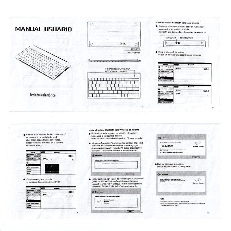 [Australia - AusPower] - Spanish Keyboard, 78-Key Spanish Wireless Bluetooth Ultra Slim Keyboard Portable Keyboard Compatible with Windows 2000, NT, XP, Vista, Mac iOS. 