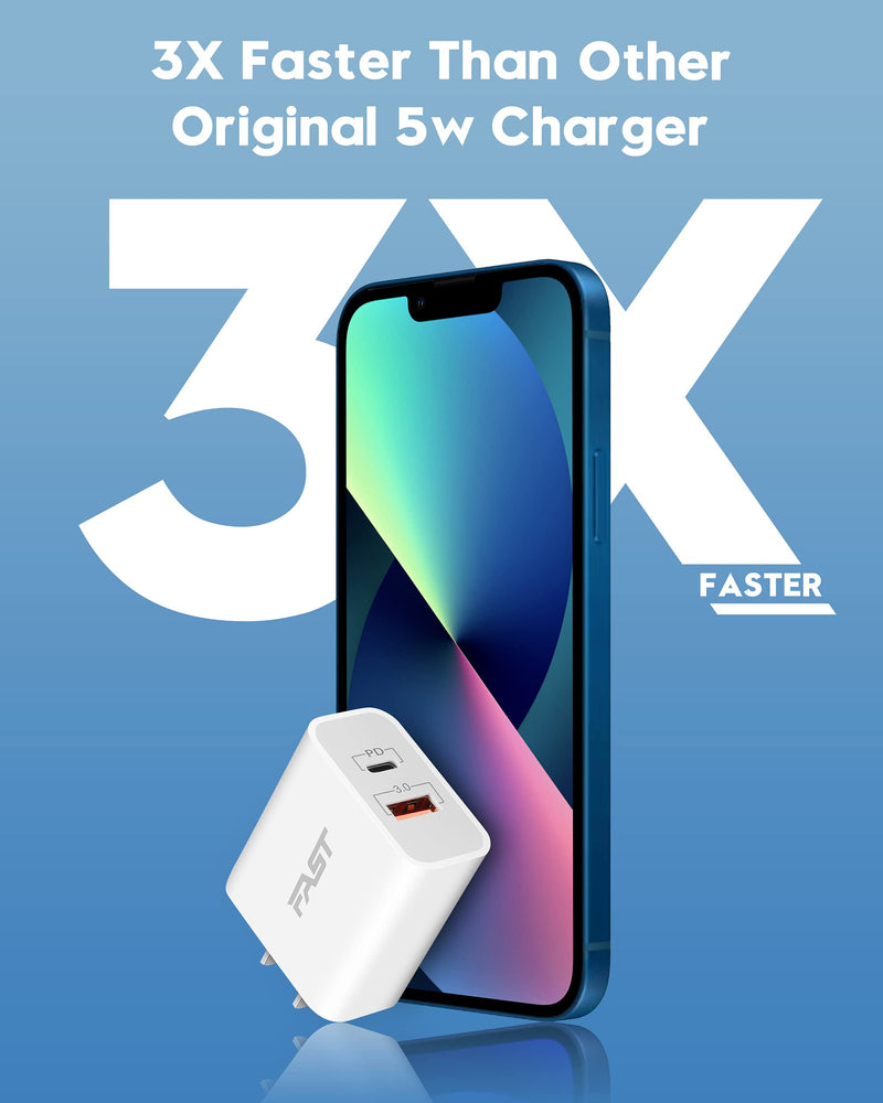 [Australia - AusPower] - Fast USB C Wall Charger, JUNVANG 2-Pack 20W Dual Port Power Delivery Type C Fast Charger Block Brick Cube Compatible with iPhone 13/13 Pro/13 Pro Max/12/12 Pro/11/XS Max/XR/X, iPad, AirPods White 