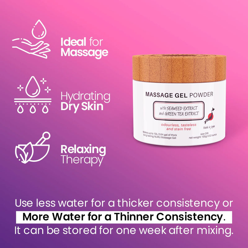 [Australia - AusPower] - Nuru Massage Gel Therapy Powder 100g | Seaweed & Green Tea | Made in Japan | Paraben & Glycerine Free | Makes 2.64 gal 3.52 Ounce (Pack of 1) 