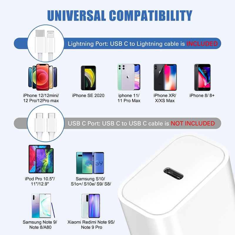 [Australia - AusPower] - iPhone Charger, Amoner Fast Wall Charger 20W PD USB C Charger Vertical Port with [Apple MFi Certified] 3FT C to Lightning Cable for iPhone13/12/12Pro/12ProMax/11/Pro/11ProMax/XR/XS/8/SE and More White 