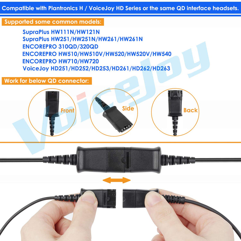 [Australia - AusPower] - QD Adapter HIS Cable Compatible with Plantronics and VoiceJoy Headsets Adapter for Yealink Phones and workable for Avaya IP 1608, 1616, 9601, 9608, 9611, 9611G, 9620, 9631, 9640, 9641, 9650, 9670 