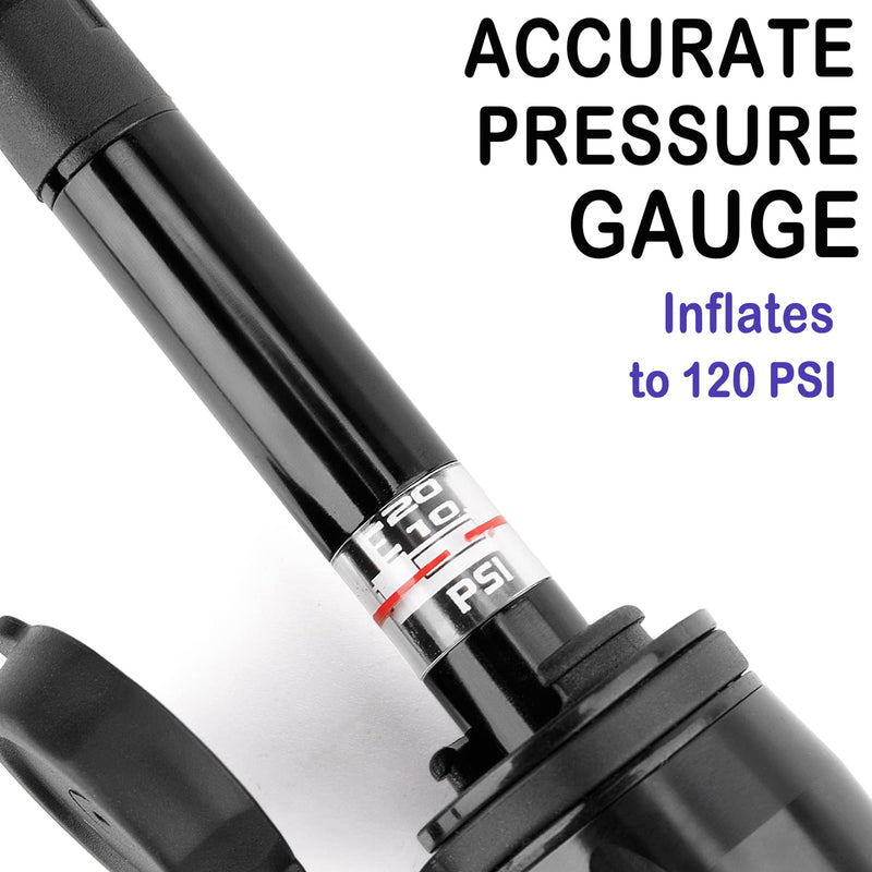 [Australia - AusPower] - Mini Bike Pump with Gauge- Portable Bike Frame Pump Compatible Presta & Schrader Valves-High Pressure 120Psi Hand Bike Tire Pump 