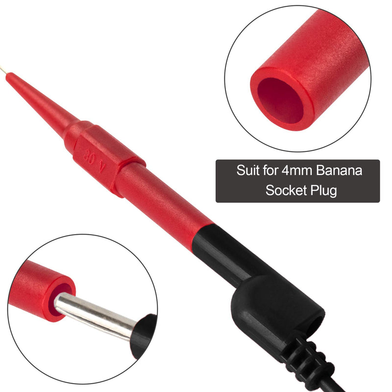 [Australia - AusPower] - OIIKI 4Pcs 0.7mm Test Probe Pins, Non-Destructive Insulation Wire Piercing Needle, Stainless Steel Back Probe Pins, Super Tip Multimeter Probes for Banana Socket Plug, Car Tester (Black&Red) Style 1 