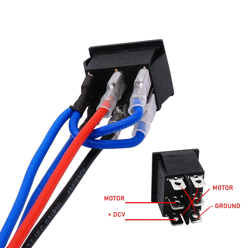 [Australia - AusPower] - TWTADE Latching Polarity Reverse Switch 12V 10A DC Motor Control 6 Pin 3 Position ON-Off-ON AC 110V-220V Black Boat Rocker Toggle Switch with Wire KCD2-203-JT ordinary 