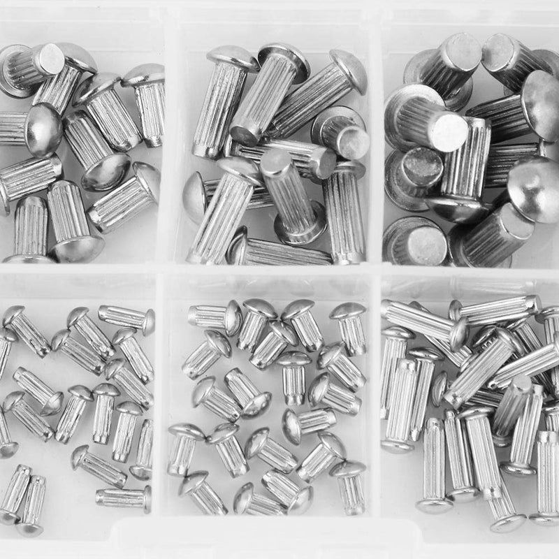 [Australia - AusPower] - 160pcs Solid Rivets Round Head Knurled Shank M2-M5 Stainless Steel Solid Rivets Assortment Set with Plastic Box Marked Clearly M2/M3/M4/M5 