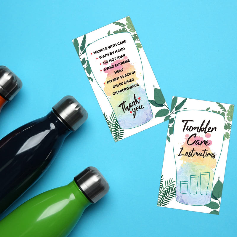 [Australia - AusPower] - 200 Pieces Tumbler Care Instructions Cards Cup Mug Care Instructions 3.5 x 2 Inch Packaging Customer Direction Card for Tumbler, Cup, Mug Small Business Online Shop Owner 
