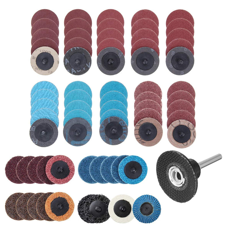 [Australia - AusPower] - DRILLPRO 70Pcs Sanding Discs Set, 2 inch Quick Change Discs with 1/4 inch Holder, Surface Conditioning Discs for Die Grinder Surface Strip Grind Polish Burr Finish Rust Paint Removal(Updated) 