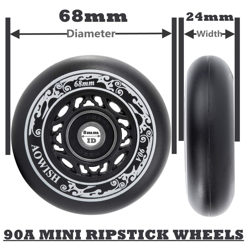 [Australia - AusPower] - AOWISH 2-Pack Mini Ripstik Wheels 68mm Ripster Wheels 90A Ripstick DLX Mini Caster Board Replacement Wheel with Bearings ABEC-9 
