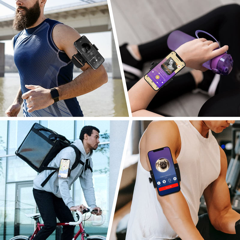 [Australia - AusPower] - 2022 New Running Armband Phone Holder KASOS 360° Rotatable Detachable Wristband Phone Clip Sports Stand for Hiking Biking Compatible with iPhone 11/12/13 Samsung Galaxy Universal Mount 