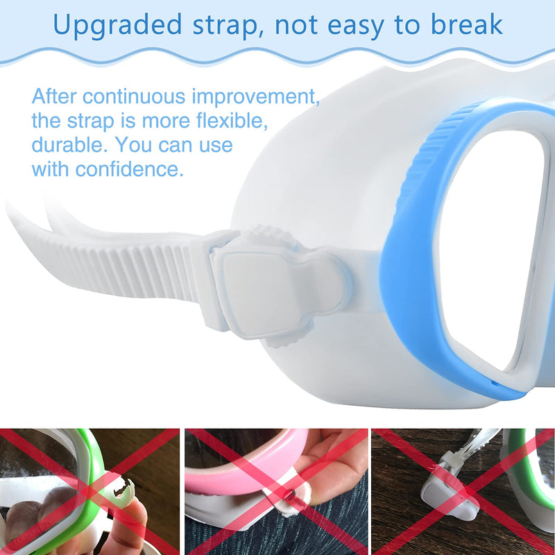 [Australia - AusPower] - Supertrip Kids Snorkel Mask-Scuba Diving Goggles Anti-Leak Snorkeling Freediving Mask Easybreath Tempered Glass Professional Swimming Gear for Youth Boys and Girls White blue 