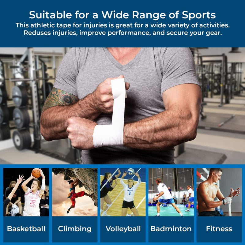 [Australia - AusPower] - Athletic Sports Tapes - No Sticky Residue- 8 Rolls -1.5X 10 Yards -Latex Free - Easy Tear Zigzag Edge - Easy on Skin – Used by Pro Athletes and Coaches 
