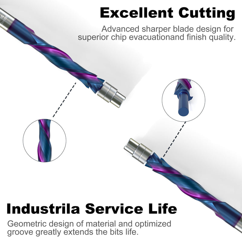 [Australia - AusPower] - XDENGP Compression Spiral Flush Trim Router Bit, 1/4" Shank 1/4" Cutting Diameter 1-1/8" Cutting Length, Up&Down Cut CNC Router Bits with NACO Coated Carbide End Mill for Wood Triming 1/4" Dia - 1-1/8" CL - 1/4" Shank Compression Cut 