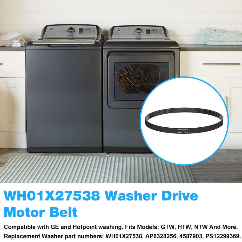 [Australia - AusPower] - WH01X27538 Washer Motor Drive Belt Replacement GE Hotpoint Clothes Washing Machine Parts PS12299369, AP6328256, 4587903,290D1101P005-22" Long, 5 Ribs, 4 Grooves 