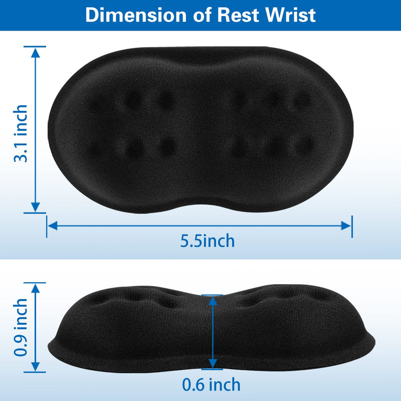 [Australia - AusPower] - Mouse Wrist Rest, Canjoy【2 Pack】 Wrist Rest Pad Memory Foam Mouse Wrist Support Cushion, Superfine Fibre Soft Ergonomic Hand Rest Support for Computer, Laptop, Mac, Gaming or Office Black-Large 