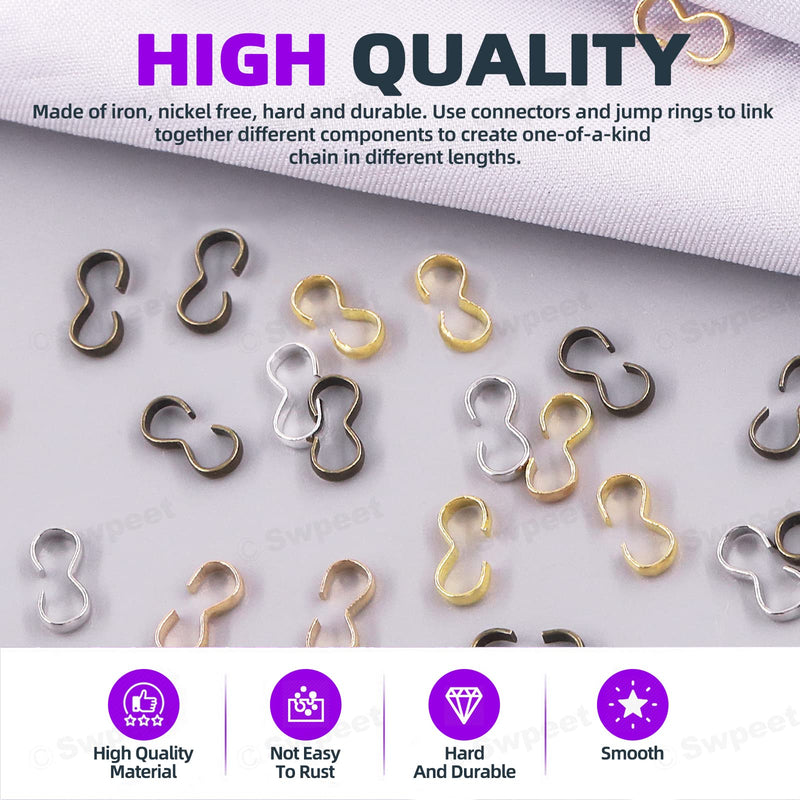 [Australia - AusPower] - Swpeet 751Pcs 0.15" x 0.32" 5 Colors 3 Shaped Quick Links Connectors and Jewelry Needle Nose Pliers Kit, Metal Pinch Clip Jewelry Clasp Bail Charm Knot Chain Clasp Jump Ring Open 751Pcs Quick Links Connectors 