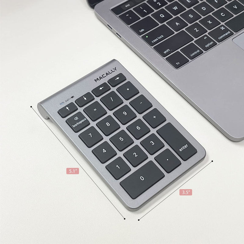 [Australia - AusPower] - Macally Bluetooth Number Pad for Laptop - Wireless Numeric Keypad - 35-Key Numeric Keypad for Data Entry, Numpad Compatible with MacBook, iPad, iPhone, iOS, Laptop, Windows, Android 