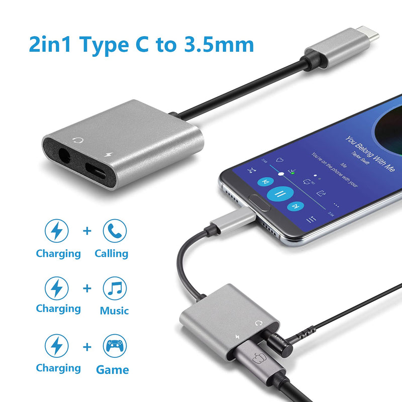 [Australia - AusPower] - PEPPER JOBS C2PDA USB-C to 3.5 mm Headphone Jack Adapter 2-in-1 USB-C to AUX Adapter with Fast Charging, Compatible with Samsung Galaxy S21 Series/Note 20 Ultra/Note 20/S20 Series, iPad Pro and More 
