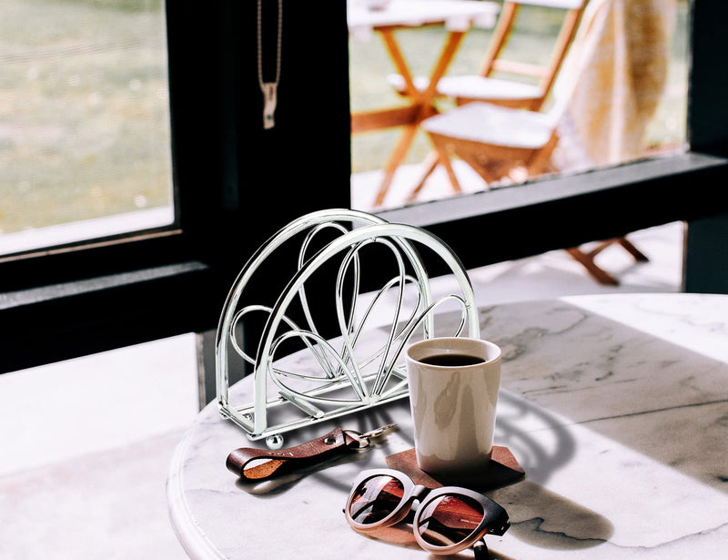 [Australia - AusPower] - LEVIMETREE Silver Napkin Holder - Stainless Steel Napkin Holders for Tables Modern Serviette Holder Tissue Dispenser Perfect for Outdoor Events - Dining Table Napkin Holder, Lazy Susans Napkin Holder 