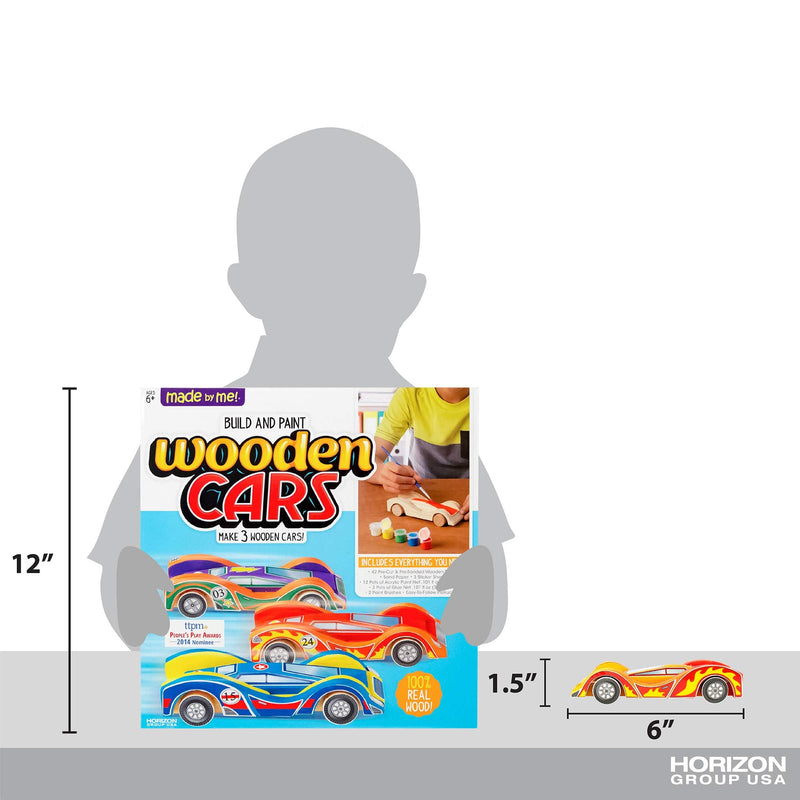[Australia - AusPower] - Made By Me Build & Paint Your Own Wooden Cars - DIY Wood Craft Kit, Easy To Assemble and Paint 3 Race Cars – Arts and Crafts Kit for Kids Ages 6 And Up, Multicolor 