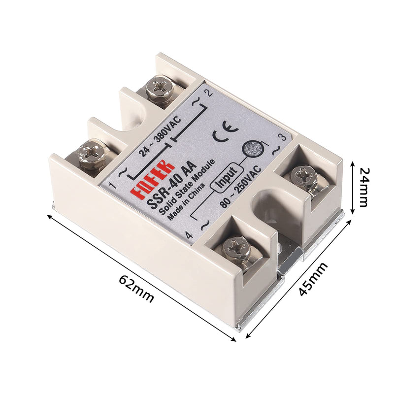 [Australia - AusPower] - Coliao Solid State Relay SSR-40AA 40A AC 80-250V to AC 24V-380V with Heat Sink for Thermostat Temperature Controller 