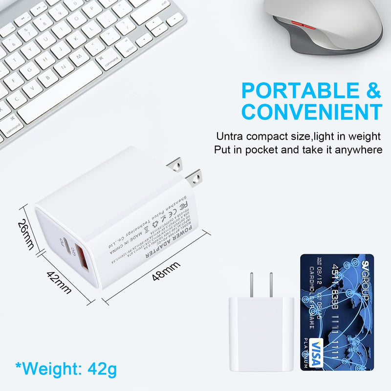 [Australia - AusPower] - Pixel 6 Fast Charger Block, 20W Dual Port USB C Power Adapter for Google Pixel 6 Pro 5 4 4A 4XL 3 3A 3XL 2 2XL XL, Type C Wall Charger Plug for iPhone 13/12/11/Pro/Max/XS/XR,Samsung Galaxy S22,LG,Moto White 