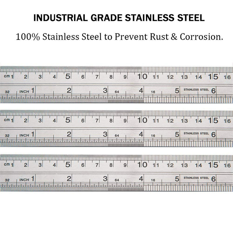 [Australia - AusPower] - Ruler Metal Straight Edge Ruler Stainless Steel Ruler 16 Inch Ruler Set Rulers Bulk 2 Pack 