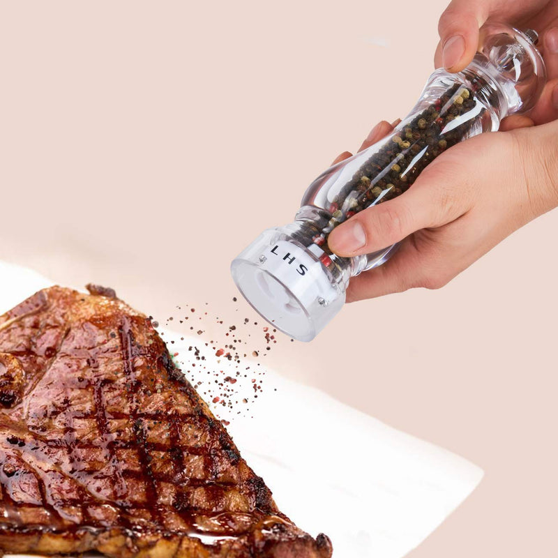 [Australia - AusPower] - LHS Pepper Mill Grinder Salt Grinder Peppercorn Grinders with Adjustable Coarseness-Clear Pepper not included 