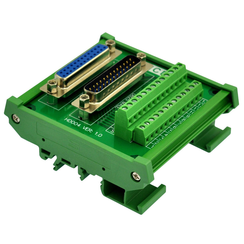 [Australia - AusPower] - DIN Rail Mount D-SUB Male-Female Interface Module Terminal Block Breakout Board (DB25) DB25 